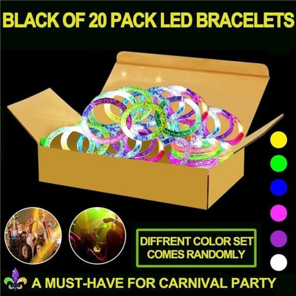 20 Pack Glow Sticks Bracelets Christmas Party Favors Stocking Stuffers for Kids - Picture 4 of 6